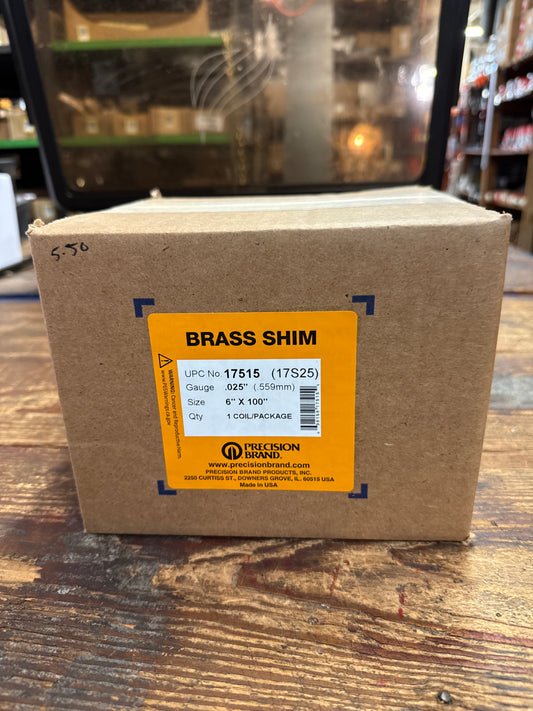 Precision Brand 0.025" Brass Shim Stock 6" x 100" Roll (17S25)