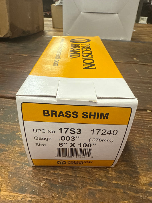 Precision Brand 0.003" Brass Shim Stock 6" x 100" Roll (17S3)