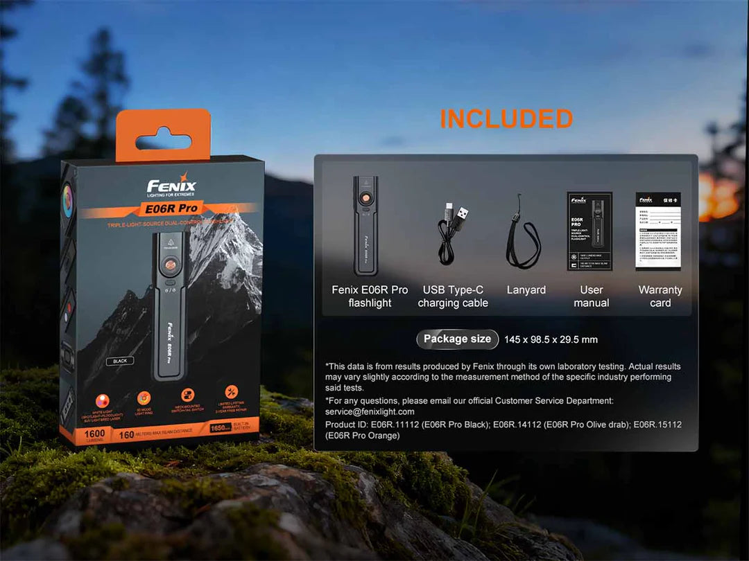 Fenix E06R PRO Flat Flashlight - Orange - 1600 Lumens (E06RPROR)