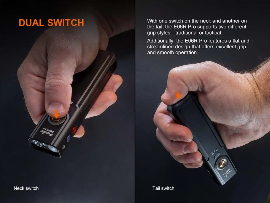 Fenix E06R PRO Flat Flashlight - Orange - 1600 Lumens (E06RPROR)