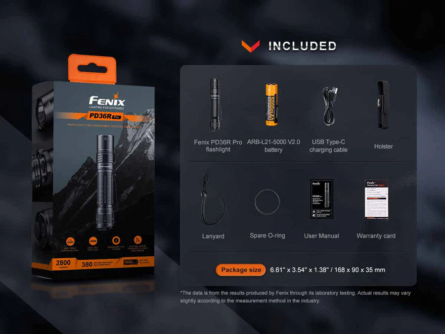 Fenix 2800 Lumen PRO Rechargeable Flashlight w/ Bonus MIni-Lite (PD36R)