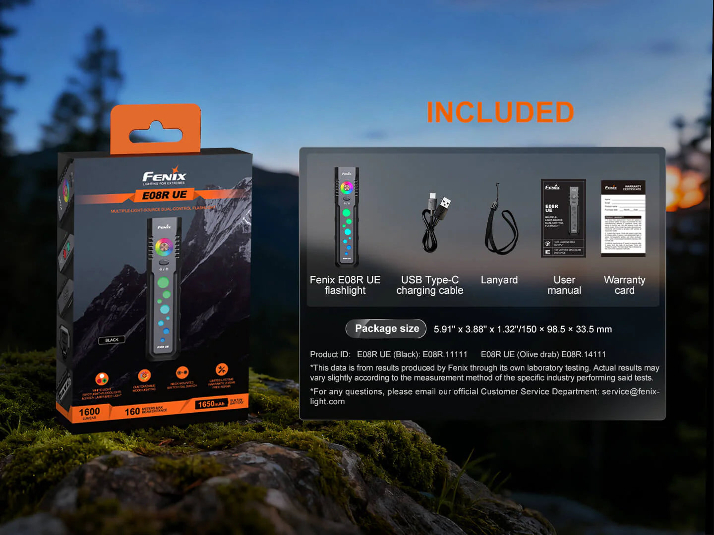 Fenix E08R UE Multi-Light EDC Flashlight With Red Light & Green Laser (E08R-UE)