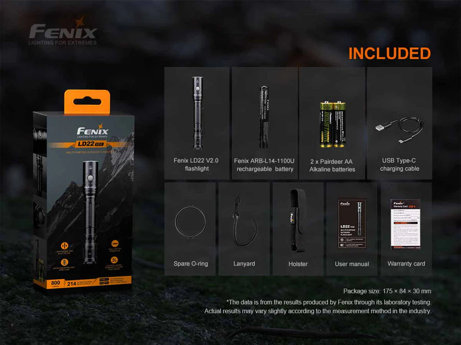 Fenix V2.0 800 Lumen Compact LED Flashlight (LD22)