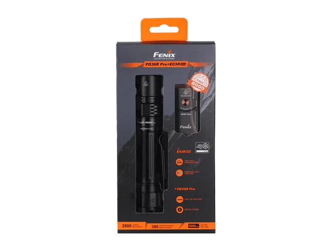 Fenix PD36R Pro 2800 Lumen Flashlight + FREE E03R V2 Keychain Light (D36RPRO-GIFT-E03GY)