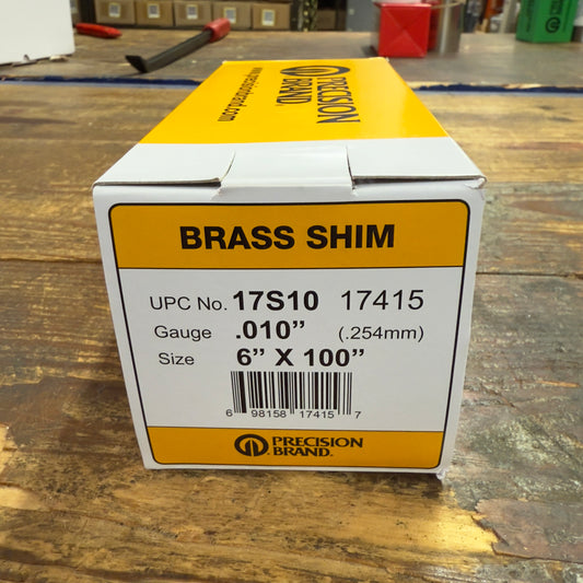Precision Brand 0.010" Brass Shim Stock 6" x 100" Roll (17S10)