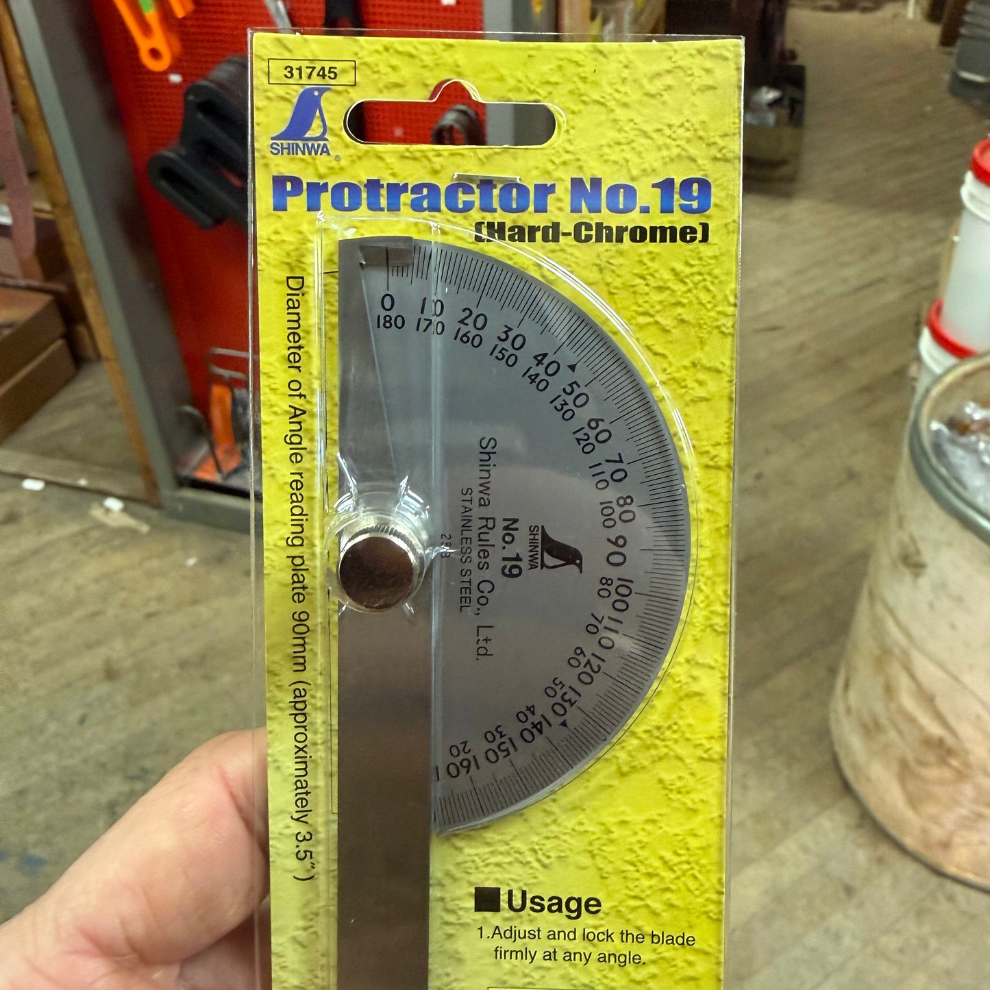 Shinwa Hard Chrome Protractor No.19 H-1501 (62480)