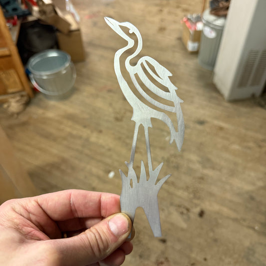 Stainless Steel Egret Ornamental Topper for Decor, Cakes, Plants (EGRET)