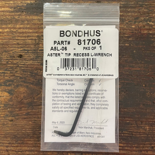 Bondhus 6/32 Aster Recess L-Wrench (81706)