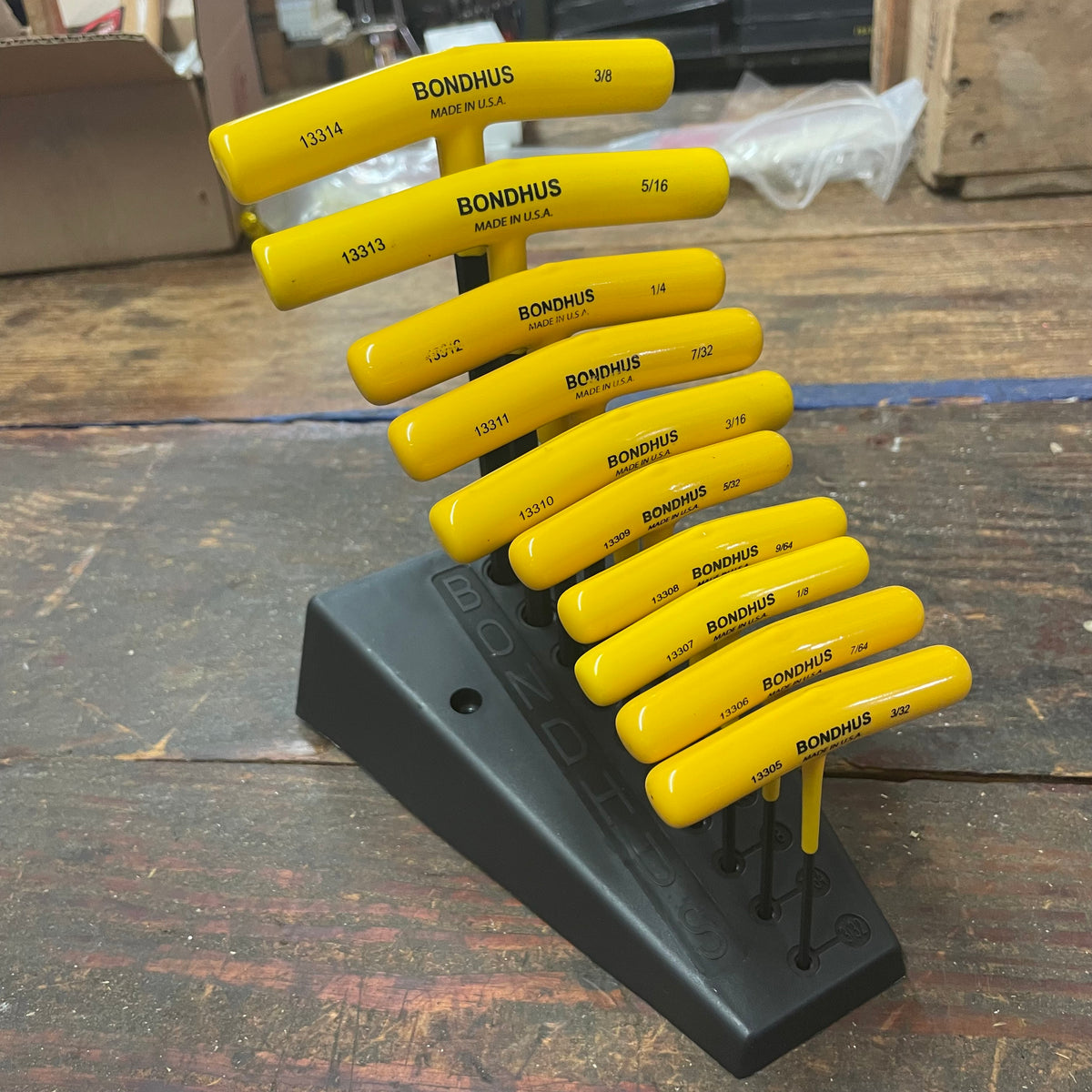 Bondhus 10pc SAE T-Handled Hex End Set w/ Stand 3/32"-3/8" (13390)