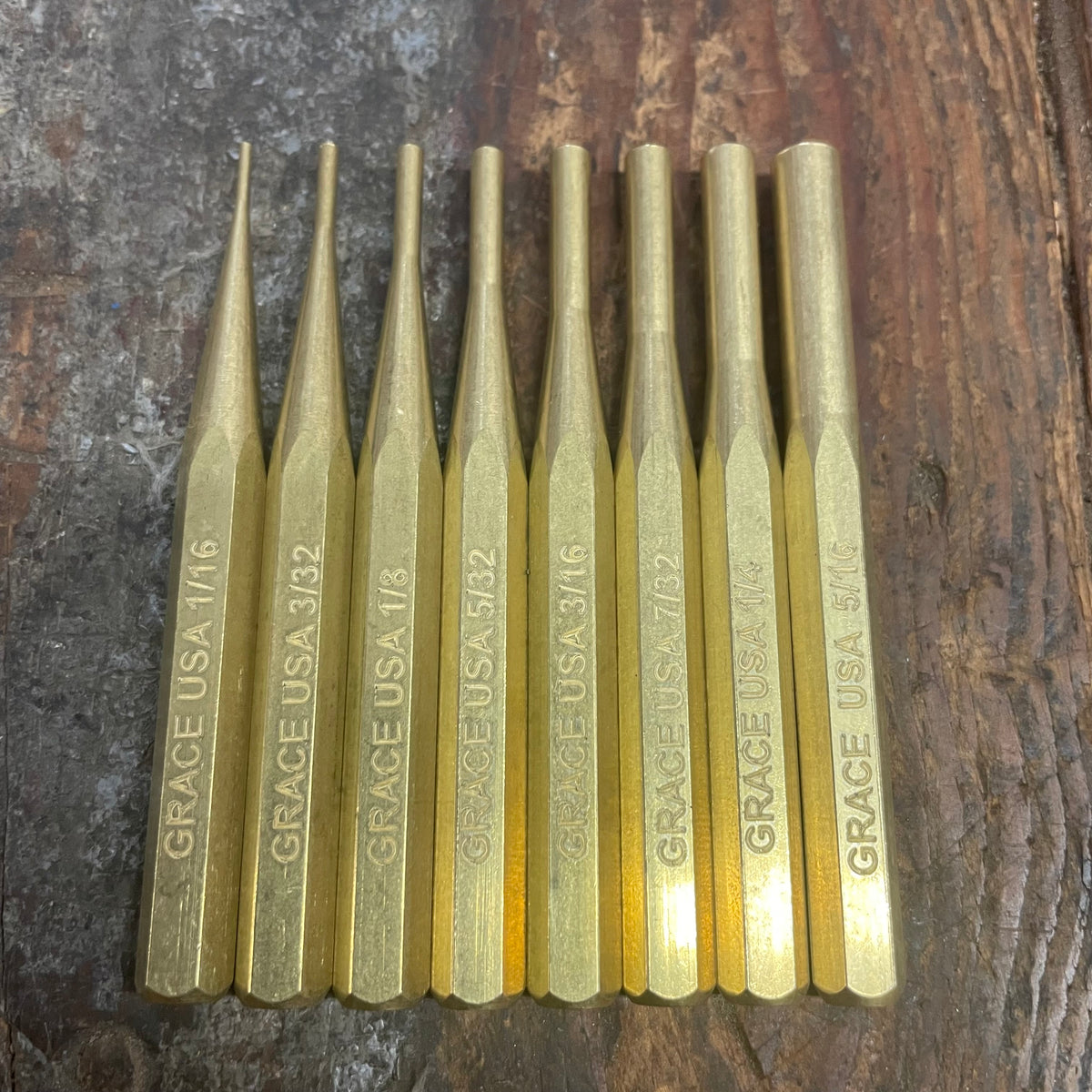 Grace USA Brass Pin Punch Set (PS-8)