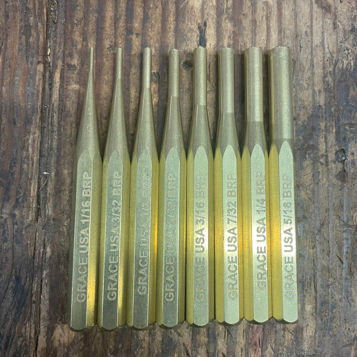 Grace USA Brass Roll Pin Punch Set (BRP-8)