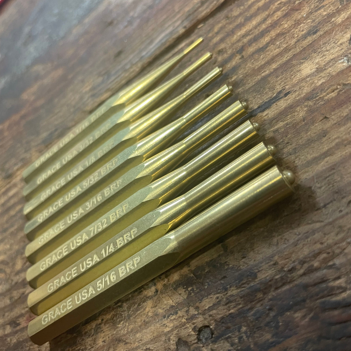 Grace USA Brass Roll Pin Punch Set (BRP-8)