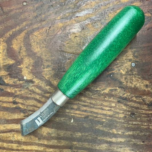 R. Murphy "Blemished" #2 Curved Lip Right Hand Shoe Knife w/ Green Handle (86874) 2CLRH