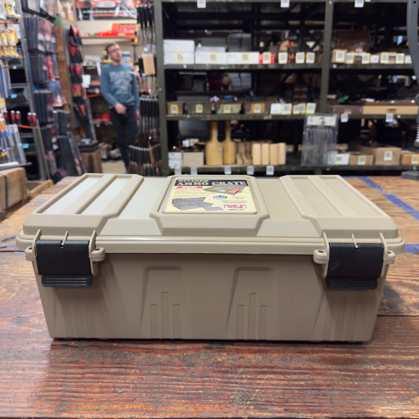 MTM ACDC30 Divided Ammo Storage Crate Utility Box – Dark Earth, Stackable & Water-Resistant