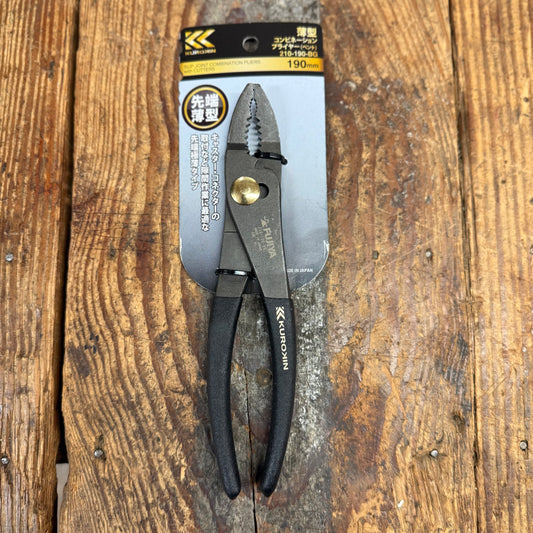 Fujiya Kurokin 7.5" Bent Slip Joint Combination Pliers (210-190-BG)