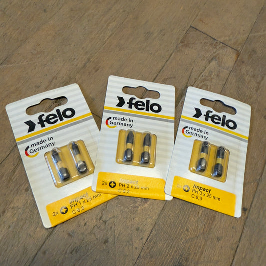 6 piece Felo Impact Bit Set 1" Phillips #1, #2 & #3