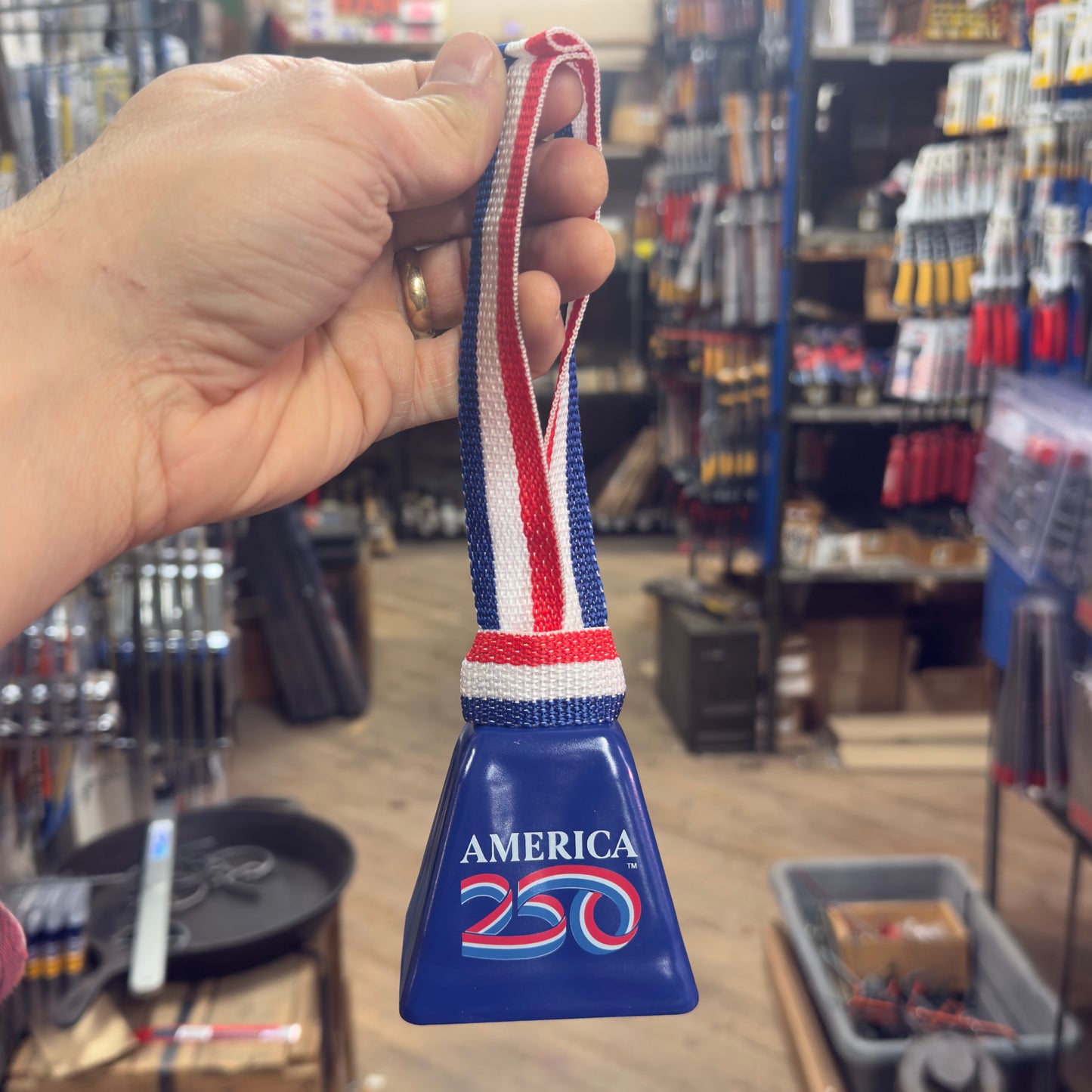 3 Piece Red White & Blue Bevin Cowbell 250th Anniversary Set (250-BEVIN)