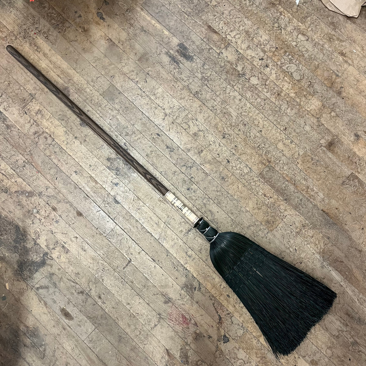 USA Made Black Broom w/ Black Oak Handle w/ Black Stitching (BLKBRM)