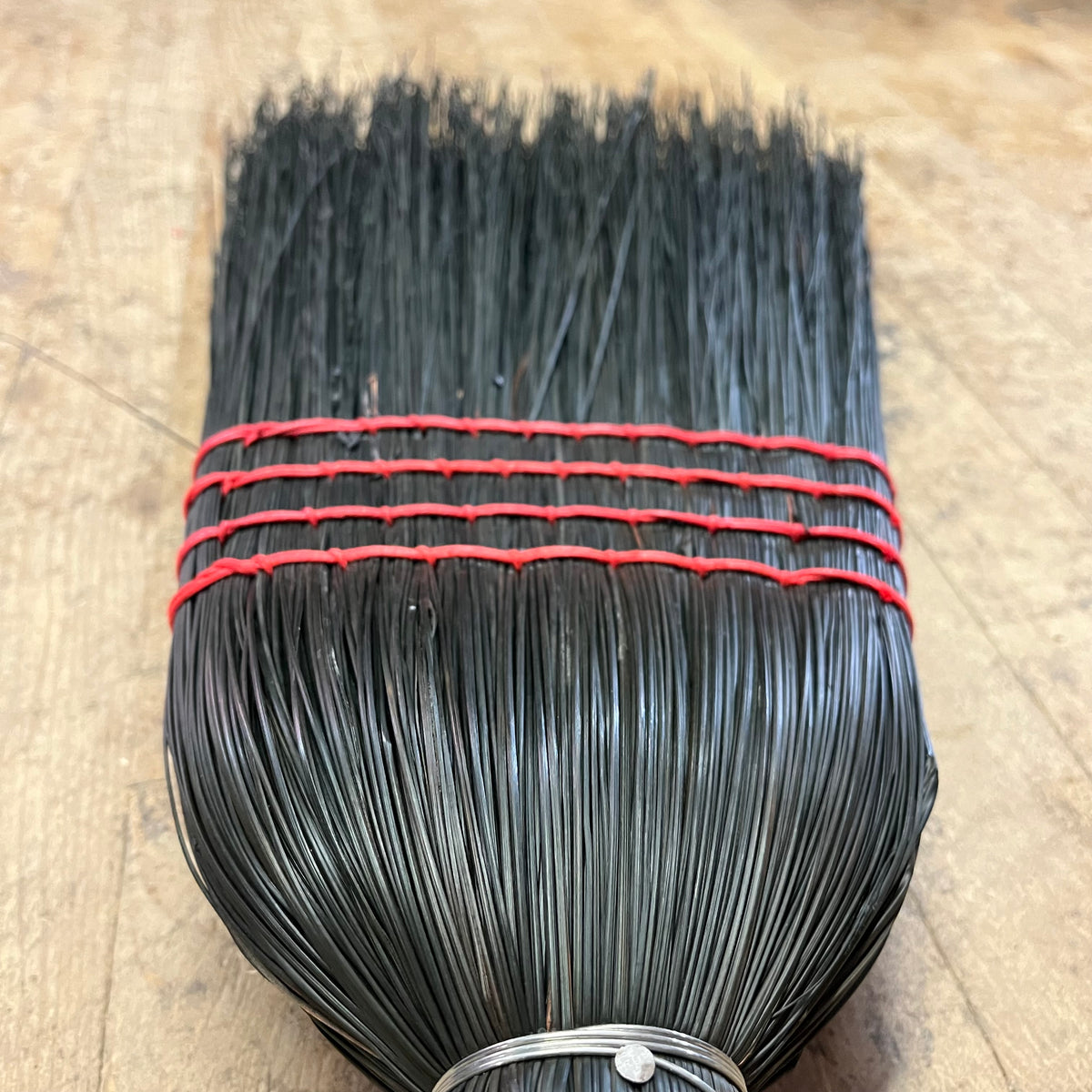 USA Made Black Broom w/ Black Oak Handle w/ Red Stitching (BLKBRMRD)