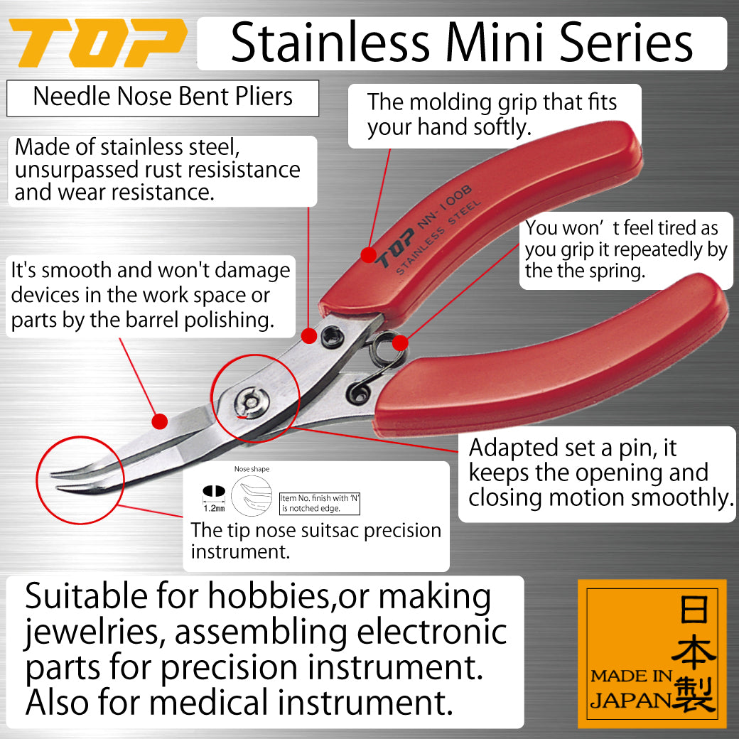 Top Stainless Steel Bent Needle Nose Pliers (NN-100BN)