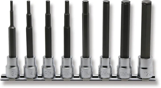 Koken 3/8" Dr. 8 pc. Bit Grip Ring Hex 100MM Long Bit Socket Set (RS3015M/8-L100)