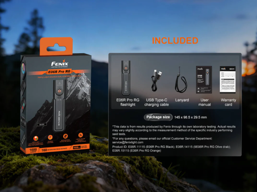 Fenix E06R Pro RG Triple Color Flashlight with Green Laser (E06R-PRO-RG)