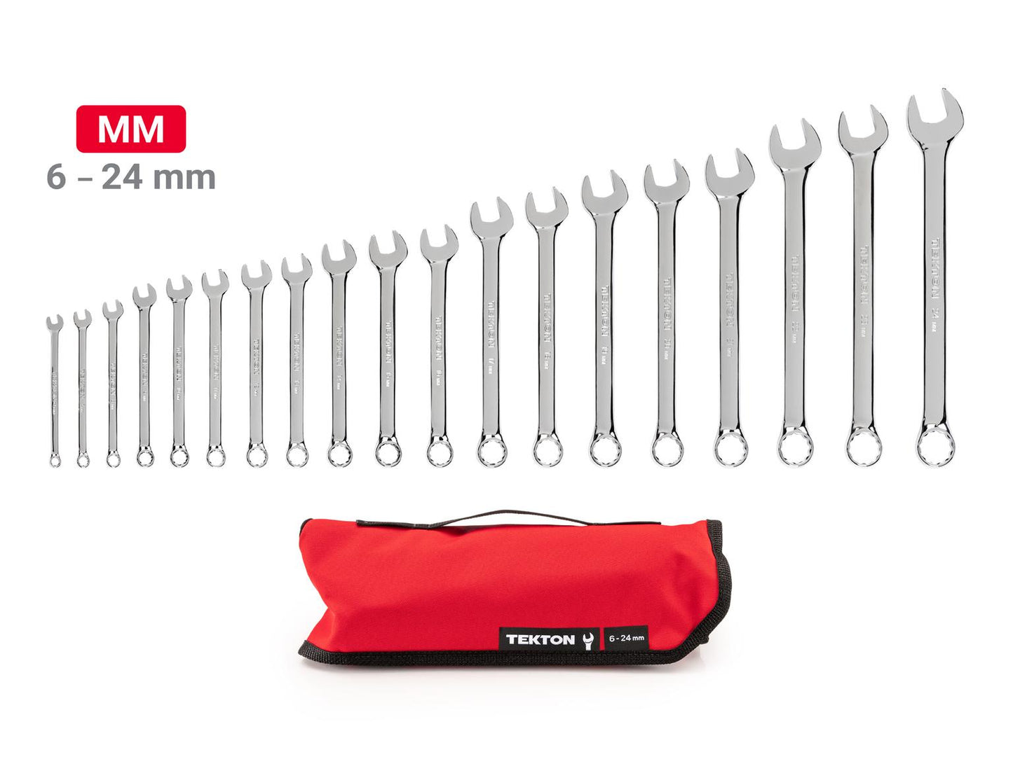 Tekton 19pc Metric Wrench Set 6 - 24 mm with Pouch (WCB94202)