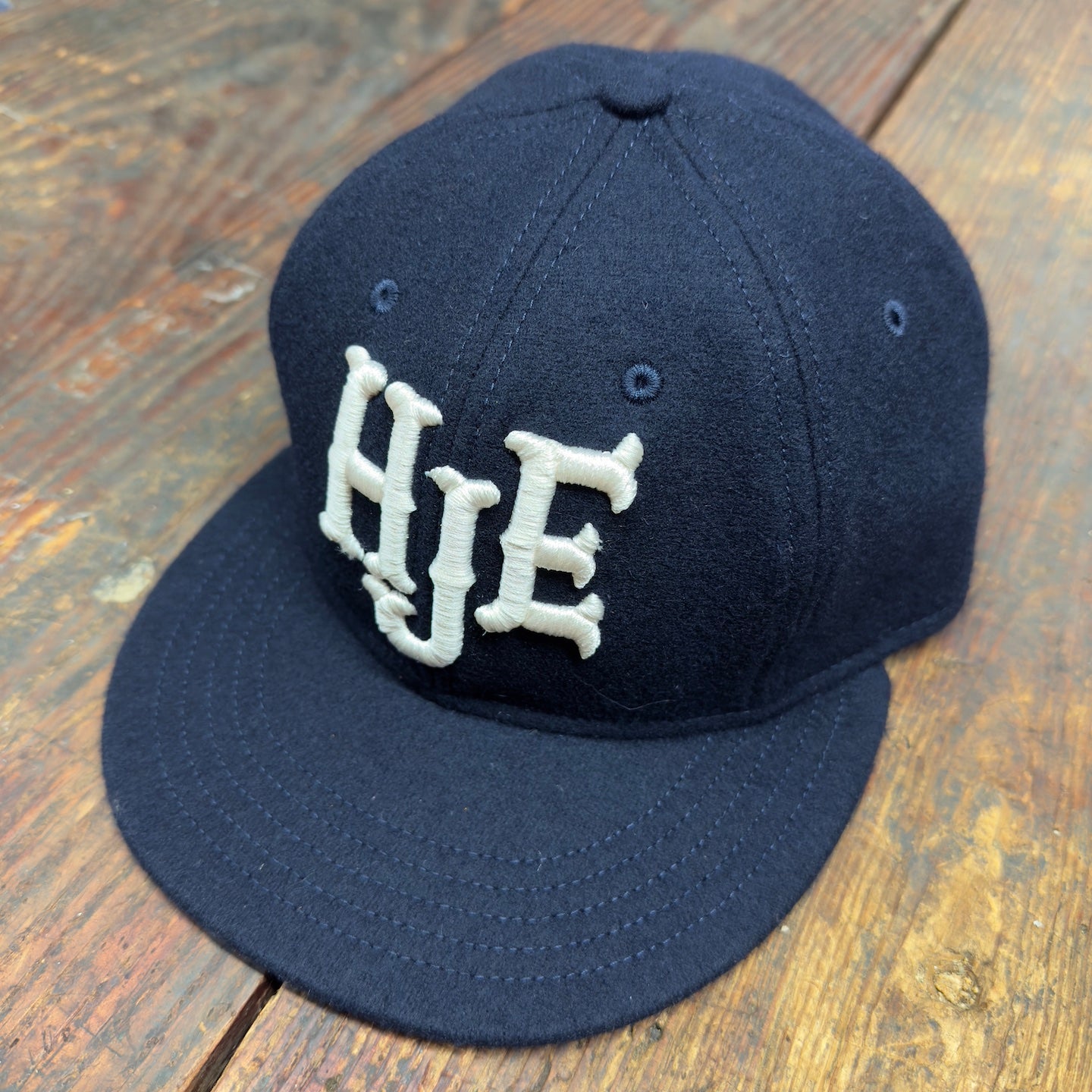 HJE Navy Blue Melton Wool USA Made Snapback Hat (THE-HAT)