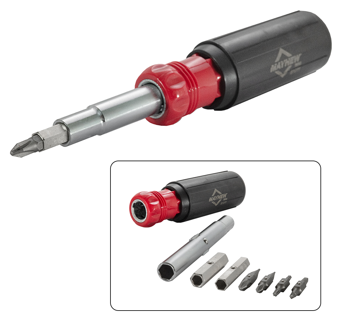Mayhew 11-in-1 Screwdriver & Nut Driver - Red w/ Cushion Grip (51011)