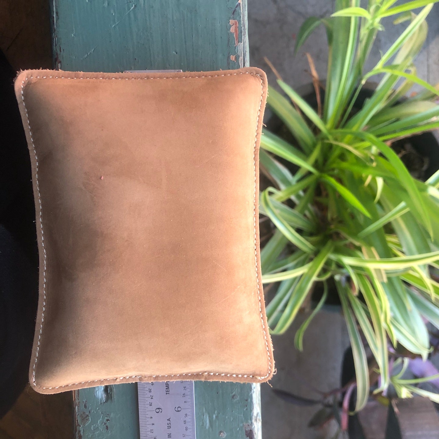 5" x 4" Rectangular Shot Filled Leather (Map) Paperweight (153-LW)