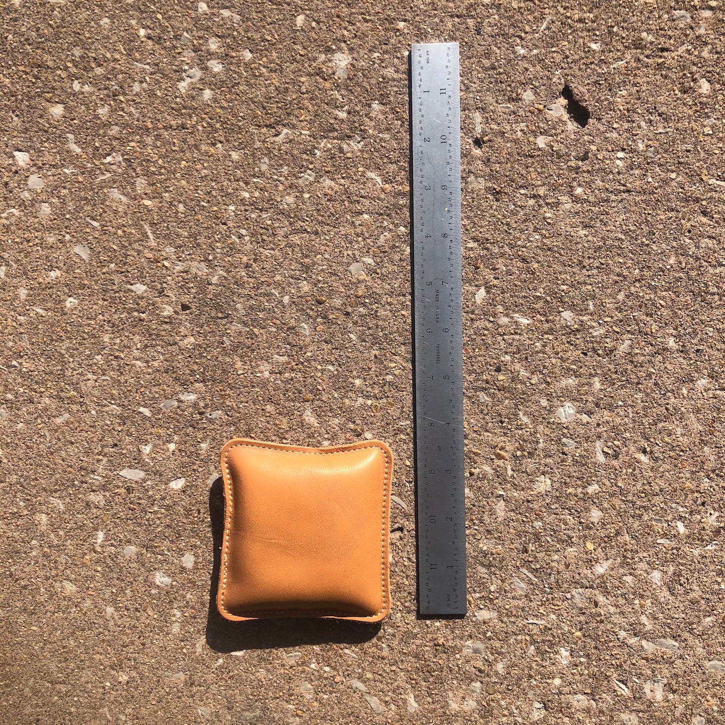 3 1/2" Square Shot Filled Leather (Map) Paperweight (157-LW)