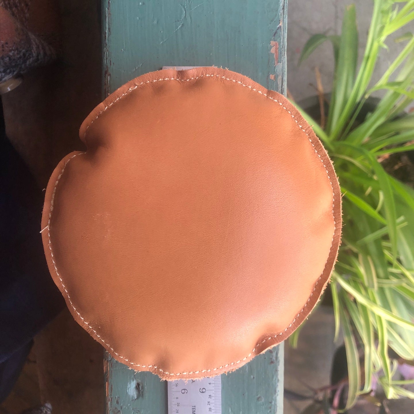 5 1/2" Circle Shot Filled Leather (Map) Paperweight (162-LW)