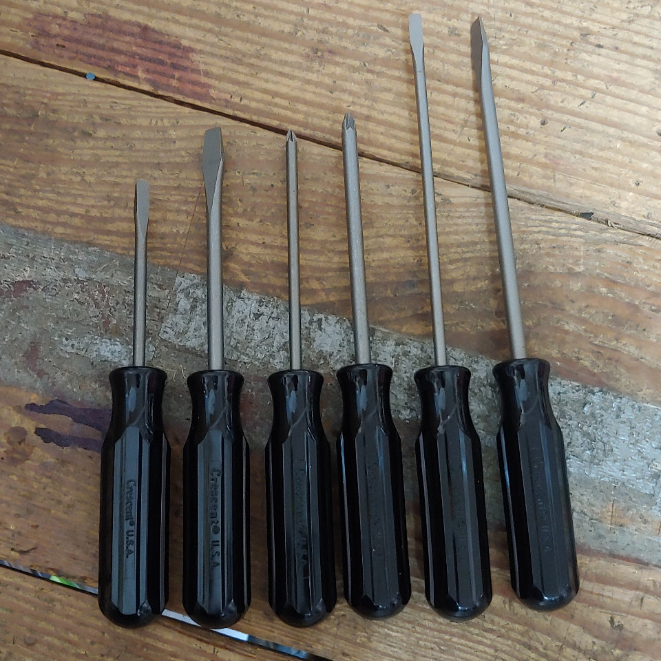 6 pc screwdriver set, #1, #2 pozidrive, 3/16 x 3, 3/16 x 6, 1/4 x 4 1/4 x 6 slot (LCCP1006)