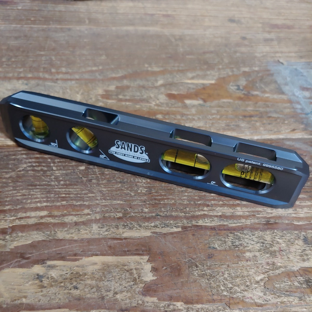 Sands 8" Magnetic Billet Level, 4 Hi-Vis Vials: 0, 45, 90 degree & Variable Pitch (SL82B)