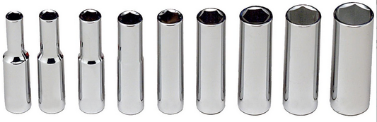 Wright 1/4" Dr. 9 Pc 6 Pt Deep Socket Set 1/4"-1/2" #208 (208WR)