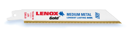 6" 18TPI Titanium (5 per pack) Lenox Gold Sawzall Blades (21069618GR)