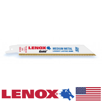 6" 18TPI Titanium (5 per pack) Lenox Gold Sawzall Blades (21069618GR)
