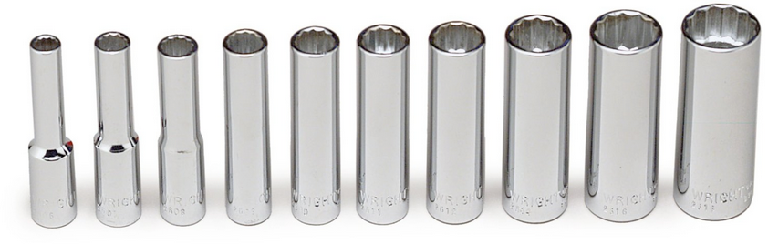 1/4" Drive 10 Piece 12 Point Deep Socket Set (210WR)