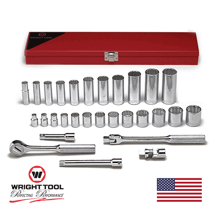 1/4" Drive 25 Piece 6 Point Standard & Deep Metric Socket Set (224WR)