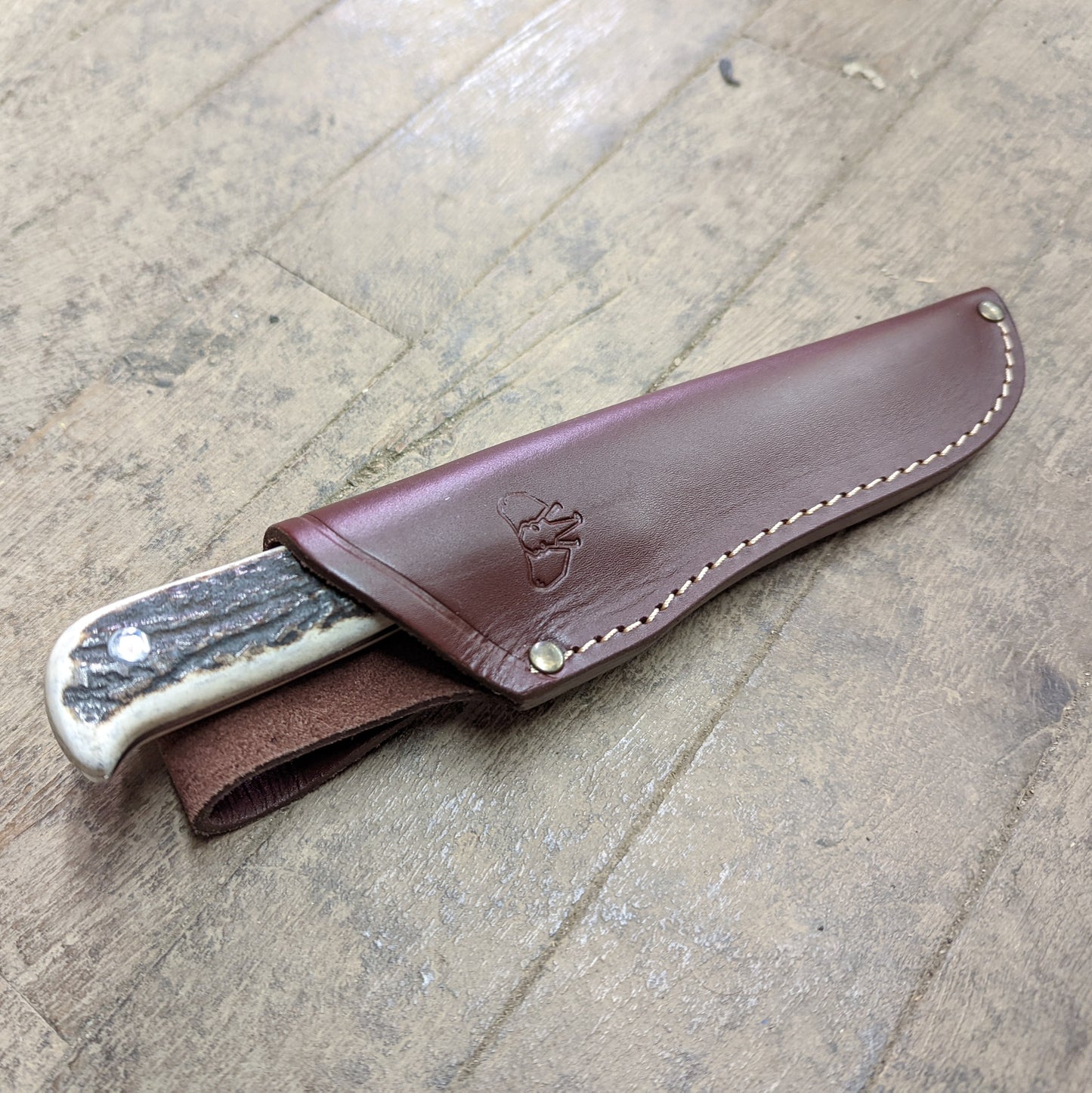 Cudeman Full Tang Stainless Belt Knife w/ Stag Handle (228-C)