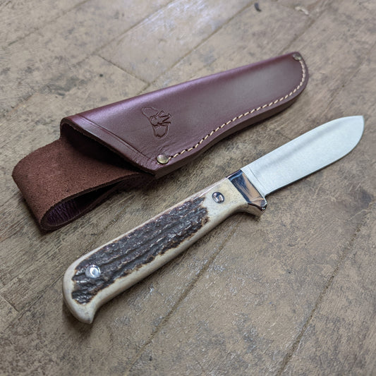 Cudeman Full Tang Stainless Belt Knife w/ Stag Handle (228-C)