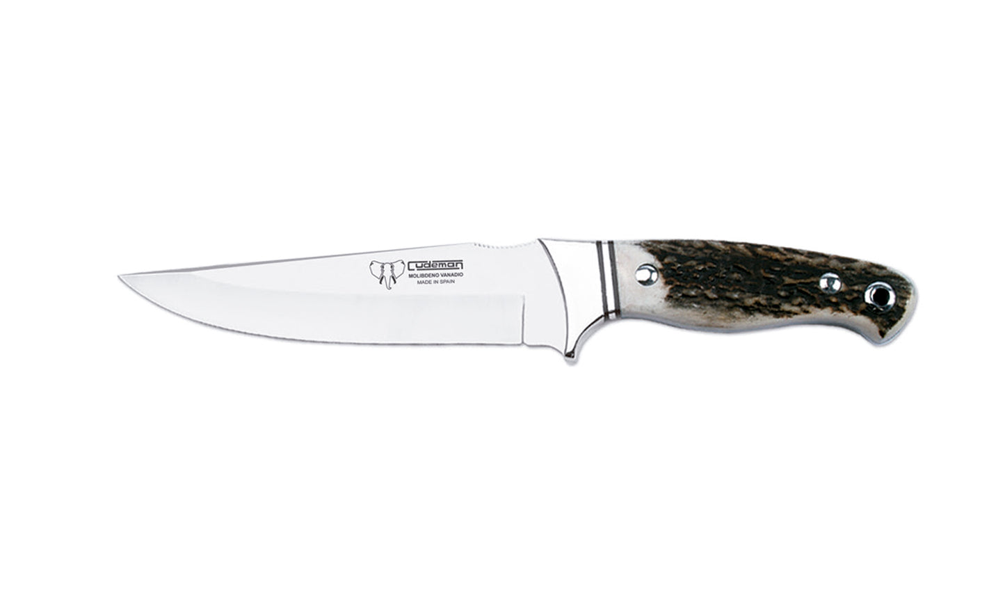 Cudeman Full Tang Hollow Grind Stainless Knife w/ Stag Handle (248-C)