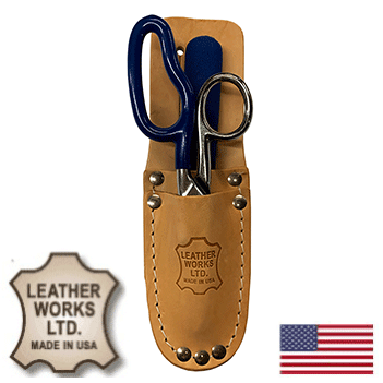 US Made Top Grain Leather 2 Pocket Electrician's Scissor Sheath (H11)