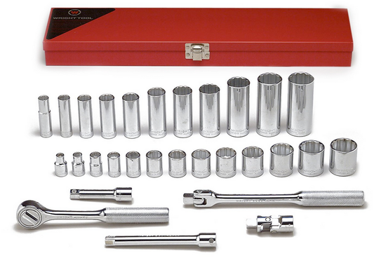 3/8" Drive 29 Piece 12 Point Standard & Deep Socket Set (340WR)