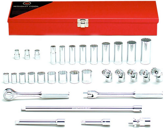 3/8" Drive 32 Piece 12 Point Standard & Deep & Flex Socket Set (346WR)