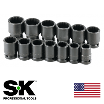 13 Pc 3/4" Drive 12 Point Standard Thin Wall Impact Socket Set (SK35413)