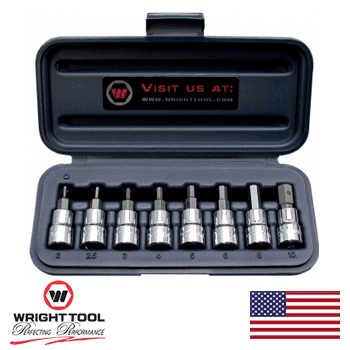 Wright 3/8" & 1/2" Drive 9 Piece Hex Bit Sockets #360 (360WR)
