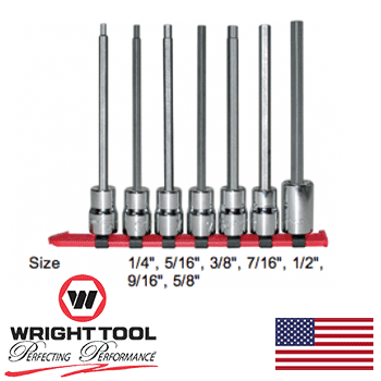 1/2" Drive 7 Piece Hex Bit Socket Set - Long Length (406WR)