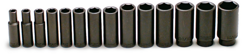 1/2" Drive 14 Piece 6 Point Deep Impact Socket Set 3/8" - 1-1/4" (407WR)