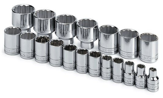 19 Piece 1/2" Drive 12 Point Standard Fractional Socket Set (SK4121)